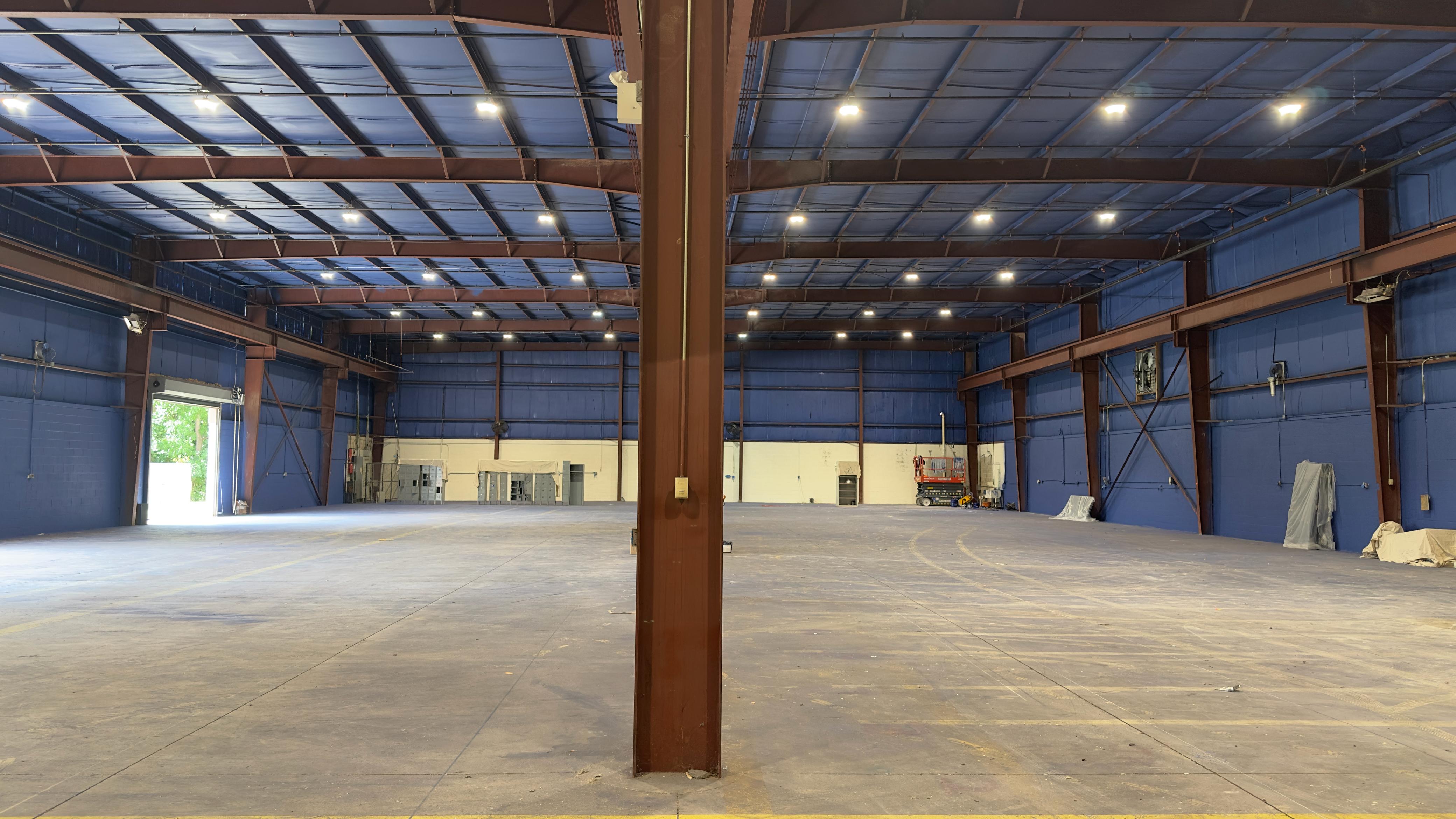 Wide interior view of indoor courts